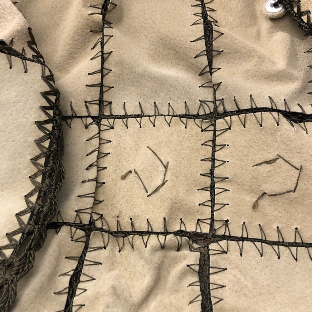 dennis basso Cream and Black Crochet-Trim Patchwork Vest - Picture 5 of 5